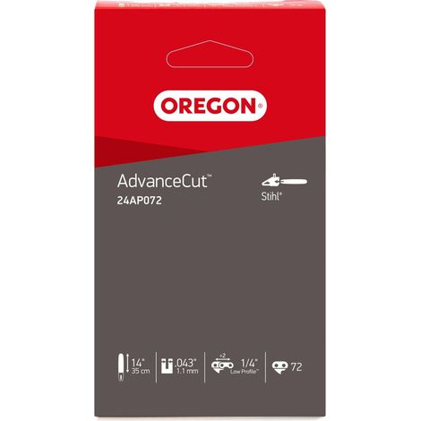 Oregon Mini Catena Compatibile con la Motosega Stihl GTA26 con Barra di Guida da 14 pollici (35 cm), Passo da 1/4", 72 Maglie di Trasmissione, Calibro da 1,1 mm, Assicura un Basso Contraccolpo (24AP) (1/4)