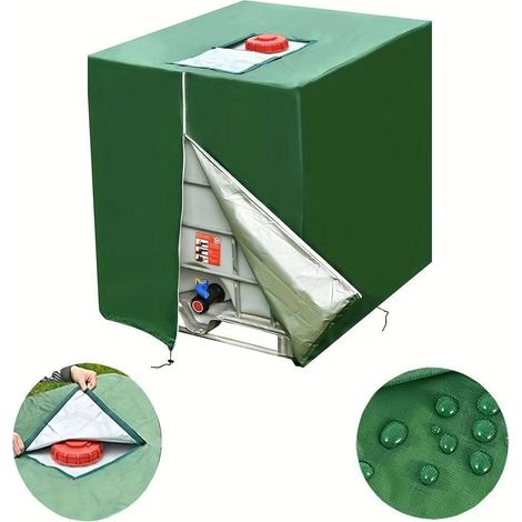 Housse de protection pour cuve IBC 1000L – Tissu Oxford 210D anti-UV – Verte (1/4)
