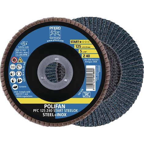 Fächerscheibe POLIFAN Z BOX D.125mm K.Z-40 kon.INOX ZK Box á 10 St.PFERD