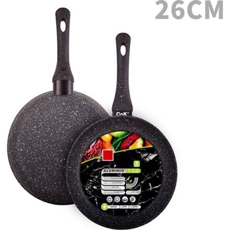 TRADE SHOP - Padella In Alluminio Con Rivestimento Antiaderente Effetto Pietra Nero Da ø20 A 32cm -    -diametro 26cm   - (1/2)