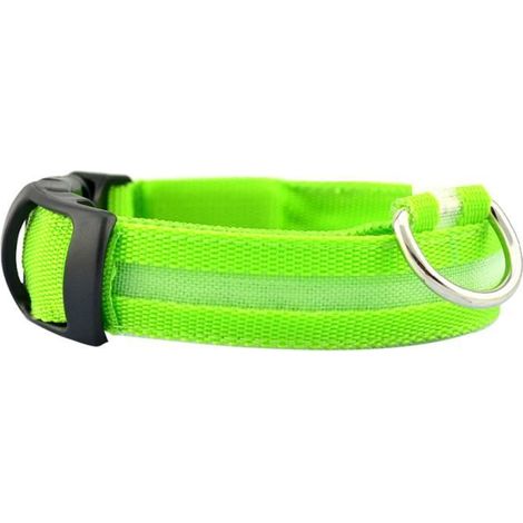 Collier LED lumineux pour chien RUNFON – collier de sécurité vert Taille M avec batterie intégrée (1/4)