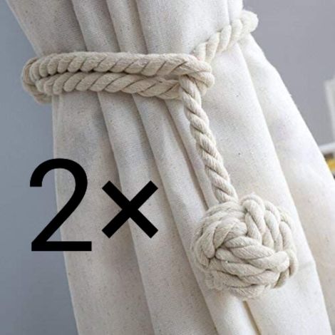 Embrasses de rideaux, cordons, attaches de rideaux, corde de coton nouée à la main, avec pelotes