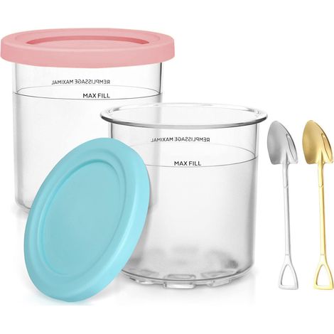 Contenant Pour Sorbetiere - 16 Oz - Compatible Avec Ninja Creami NC301 NC300 NC299AMZ NC290 - Sans BPA - Lave-vaisselle - Lot De 2 (1/5)