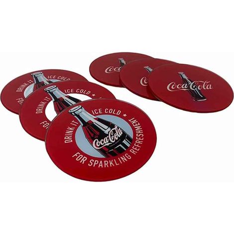 Set 6 sotto bicchieri in vetro da tavola coca cola stile vintage supporto per bicchieri 10 cm (1/4)