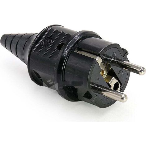 Prise electrique male Fiche electrique 250V 16A Prises Males pour Câble 6 - 16mm Protection IP44 Adaptée à Intérieur Fiches de Rechange Noir 2 Pièces (1/4)