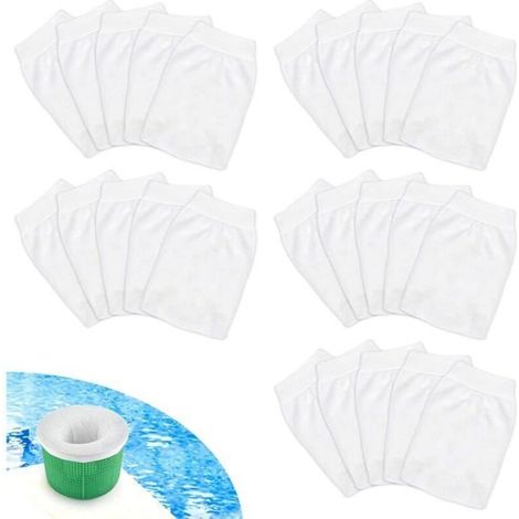 Chaussettes filtrantes pour skimmer de piscine - 25 pièces - Nylon - Blanc (1/4)