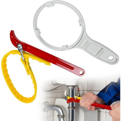 Chiave regolabile per filtro dell'olio, per filtro dell'olio, chiave a fascia, 8 pollici, filtro dell'olio, chiave per tubo flessibile, chiave per bottiglia filtro con morsetto per tubo flessibile, pe (1/5)