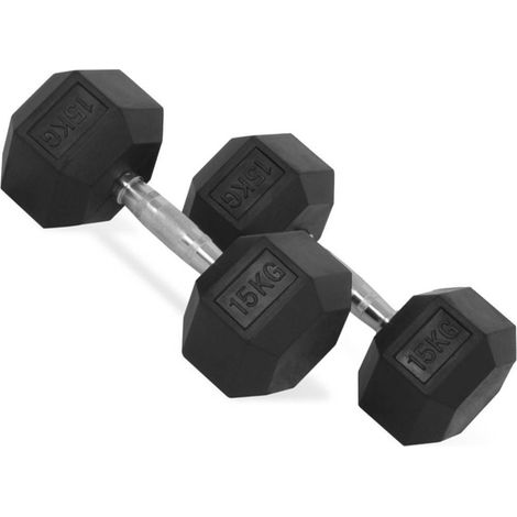 TRADE SHOP - Coppia Di Manubri In Vinile Da 15kg Ognuno Manubri Pesi Palestra Fitness Sport - (1/3)