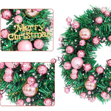 Weihnachtskränze für die Haustür, künstlicher Kranz (50 cm Durchmesser), Weihnachtskugeln, Festtagsdekoration, Feier, Fenster- und Wanddekoration, themenbezogene Partydekoration für Zuhause.