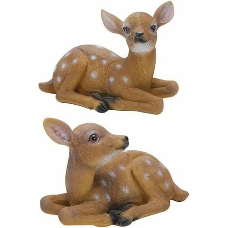 Statue de cerf Sika en résine, lot de 2, sculpture décorative animale pour jardin extérieur (1/5)