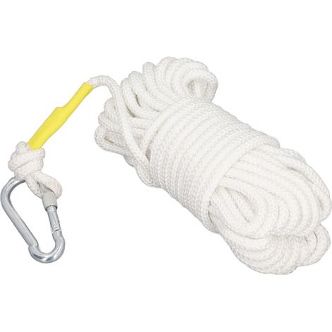 Corde de sauvetage 8 mm x 20 m, capacité de charge 100 kg, crochet en acier résistant à la déchirure, pour la lutte contre les incendies en extérieur (1/5)