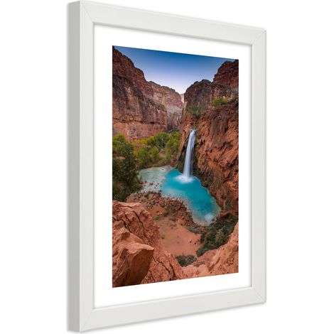 Quadro con cornice, Cascata blu tra le rocce - 70x100 (1/5)