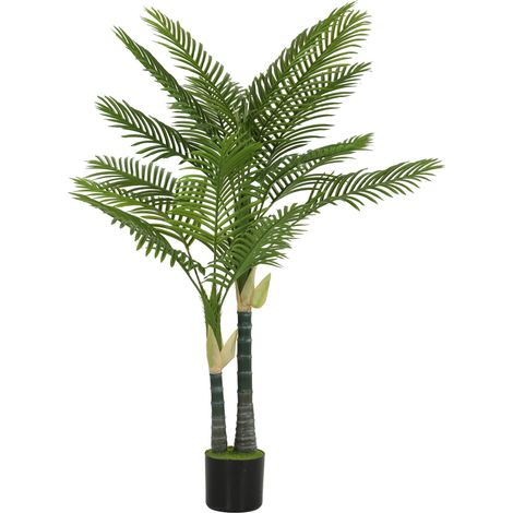 Palmier artificiel de 150 cm avec 16 palmes, grande plante artificielle en pot pour salon ou balcon, vert (1/5)