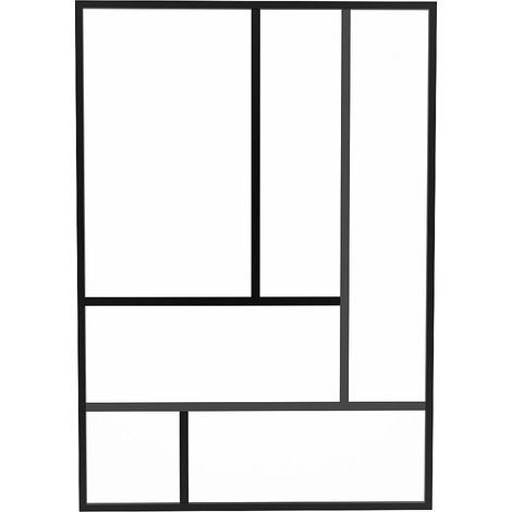 Vente-Unique – Verrière atelier en verre trempé et aluminium noir 150x105 cm – Montage facile – Épaisseur verre 4mm, métal 1mm – 6 vitrages