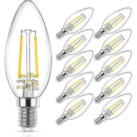 Klassische E12 LED-Lampe für Kronleuchter, entspricht 40 W, warmweiß 2700 K, klarer Glasfaden, nicht dimmbar, 10er-Packung. (1/4)