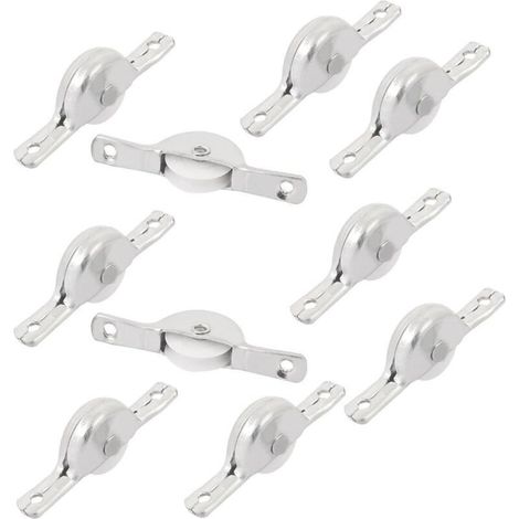 10pcs sourcing map Roulette de porte coulissante de placard de garde-robe de meuble 1.8" (46mm) Distance de trou argenté
