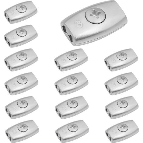 15 Pièces Serre-Câbles 3mm Alliage Zinc Forme Ovale, Connecteur de Câble à Visser, Attache Câble Métallique pour Câbles Acier (1/5)