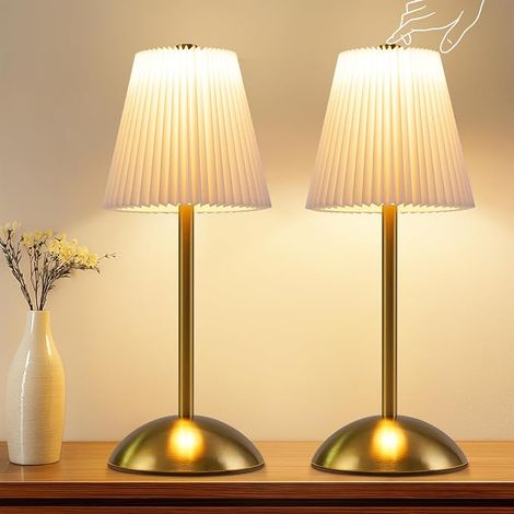 GBLY Lampada de Noche 2 Set Batería LED Sin Cable Regulable Touch USB Pantalla Tela Diseño Moderno Para Dormitorio Cocina (1/5)