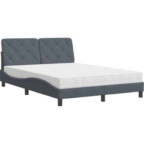 Maison Exclusive - Letto con Materasso Grigio Scuro 140x190 cm in Velluto (1/5)