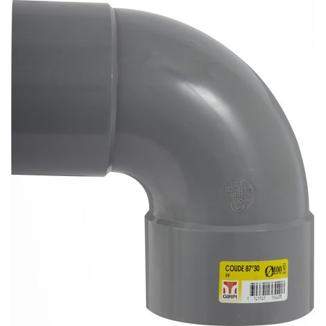 Codo PVC 87,3° para pegar, hembra / hembra, D100 GIRPI