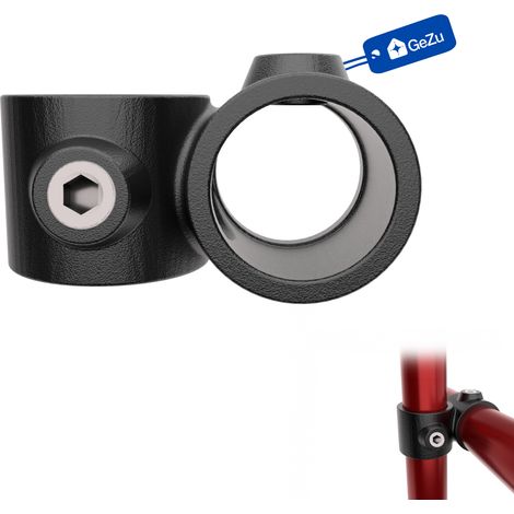 Raccord croix décalée 90° Ø27 mm galvanisé à chaud noir – collier de croisement décalé – Raccord ubulaire croix, kee klamp, connecteur voies – GeZu Impex