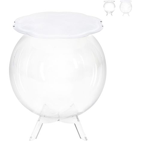 Tavolino da salotto a sfera contenitore in plexiglass trasparente Boollino - Trasparente Bianco