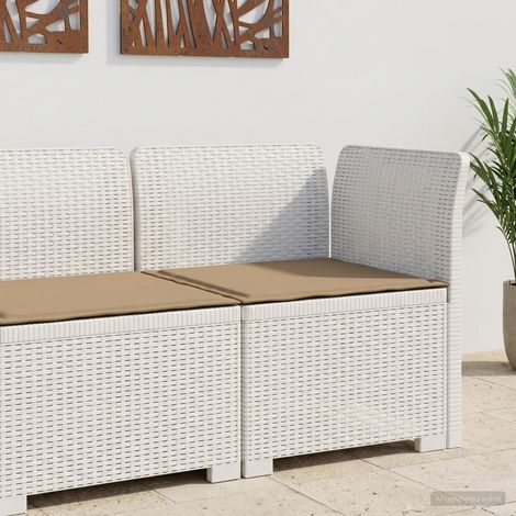 Canapé de Jardin 1 Place Aspect Rotin en Polypropylène Blanc avec Coussin Taupe - PANGIVO (1/5)