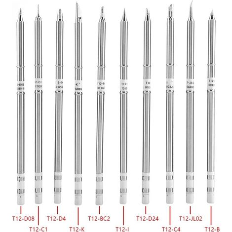 T12 Series Soldering Iron Tips, Replacement Soldering Tool for FX-951 Retouching Station, 10 Pieces (1/5)