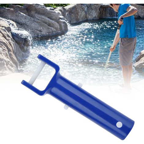 Lot de 2 têtes de brosse de piscine bleues en forme de V avec manche, accessoires de rechange pour piscine (1/5)