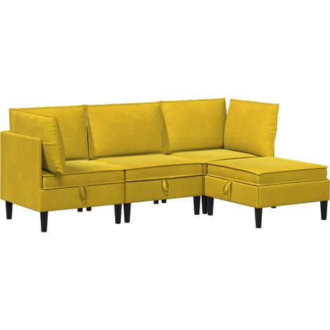 Set di mobili per il soggiorno 4 pz Giallo Velluto vidaXL (1/5)