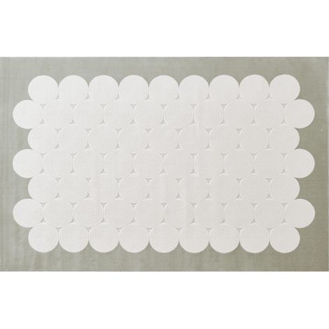 Tapis à motifs rond blanc écru 154 x 230 cm CLARA