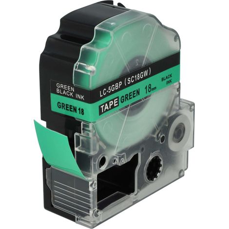 vhbw Label Tape Replacement for Epson LC-5GBP for Label Printer 8m x 18 mm, Black on Green (1/4)