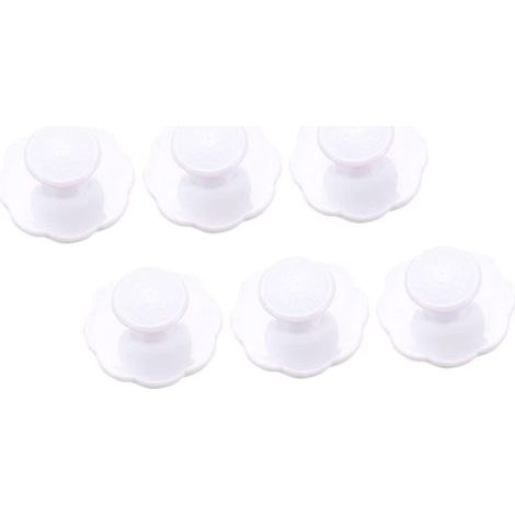 6-teiliges Set selbstklebender Türknöpfe zum Anbringen ohne Bohren für Möbel und Schränke, schlichtes Design, weiß (1/5)