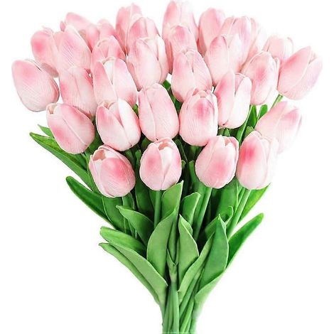 30 stuks latex tulpen met realistische roze uitstraling, kunstbloemen, neptulpenarrangement, boeket voor thuis, kantoor en bruiloftsdecoratie. (1/4)