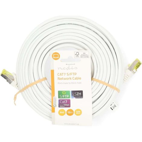 Nedis CAT7-Netzwerkkabel / S/FTP / RJ45 Stecker / RJ45 Stecker / 15.0 m / Snagless / Rund / LSZH / Weiss / Label