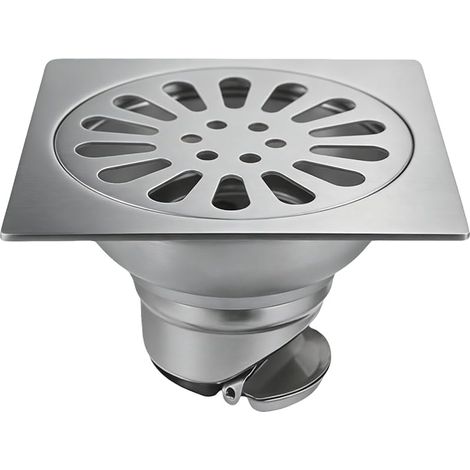 Ncheli Siphon de Sol Carré 9.8x9.8cm (≈10x10cm), Bonde de Douche INOX avec Filtre Anti-Odeur, Grille Universelle Évacuation, Système à Clip, Anti-Retour, Intérieur, Tube 50mm-75mm (1/5)