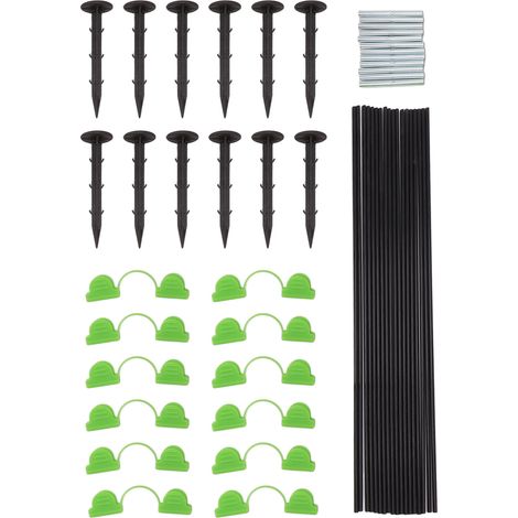 18 tiges en fibre de verre 12 tubes de raccord 12 pinces 12 piquets de jardin pour serre, potager surélevé, tunnel de culture (1/5)