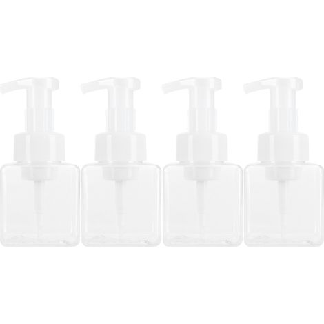 Lot de 4 flacons-pompes transparents de 250 ml pour savon moussant, rechargeables et parfaits pour les voyages. (1/5)