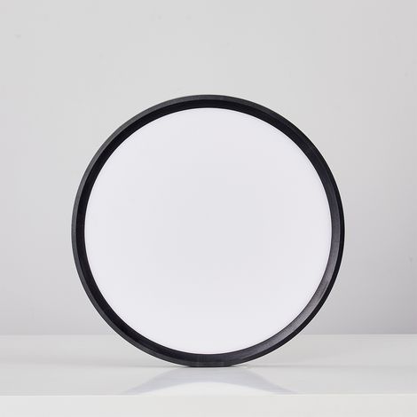 Plafonnier LED Rond 18W Extra-Plat CCT Ø230 mm, Lampe Superslim Sceneswitch 3 ambiances - Noir (1/4)