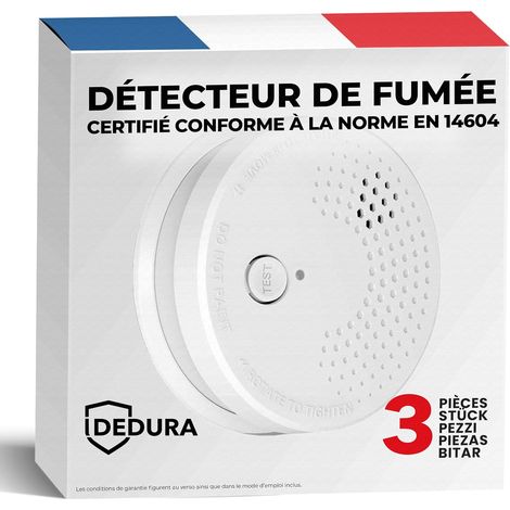 Lot de 3 détecteurs de fumée – Garantie 10 Ans, Piles 9V remplaçables – Certifiés BSI Selon la Norme en 14604, détecteurs avertisseurs autonomes de fumée (DAAF) et détecteurs d'incendie (1/5)