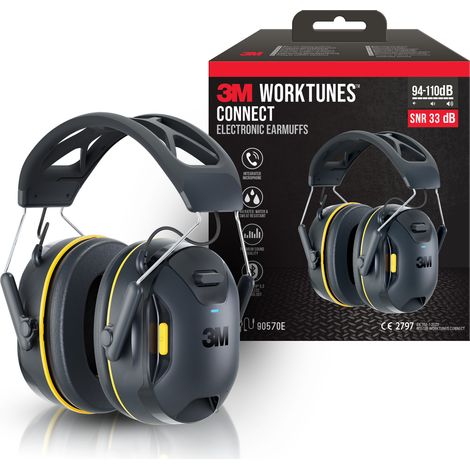 Protection auditive sans fil 3M™ WorkTunes™ Connect dotée de la technologie Bluetooth® 90570E-1