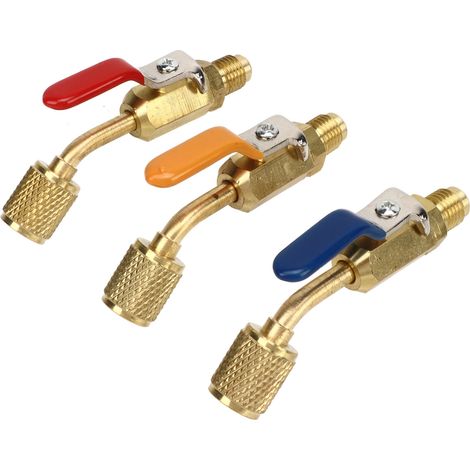 6 Pièces Vannes à Billes Compactes Inclinées pour Réfrigérant R410A R134A R12 R22 R502, Tuyaux de Charge AC HVAC (1/5)