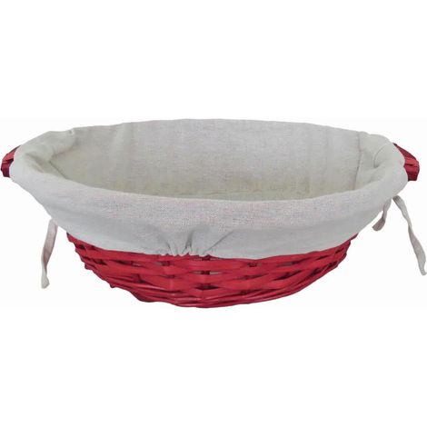 Cesto rotondo in vimini rosso foderato, Ø40x12,5 cm (kit da 3)