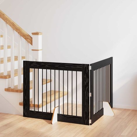 Cancello per cani con supporti 2 pcs Rovere Nero 100 x 80 cm vidaXL