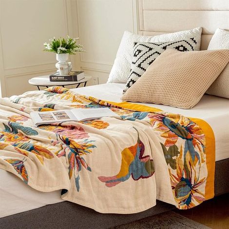 Boho-Decke Tagesdecke Baumwolle Bettdecke 150 x 200 cm doppelseitige Kuscheldecke Tagesdecke Picknickdecke Campingdecke Bettdecke Sofadecke fürs