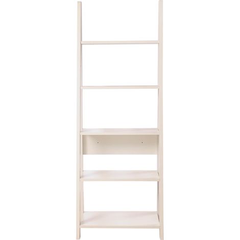 Stylish Ladder Bookcase 5 Tier Storage Unit For Home Or Office - White (1/5)