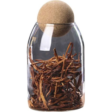 Einmachgläser, kugelförmige Korkgläser, luftdichte Küchengläser mit Deckel, durchsichtige Glasflaschen aus hochfestem Borosilikatglas für Tee, Kaffeebohnen und... (1/5)