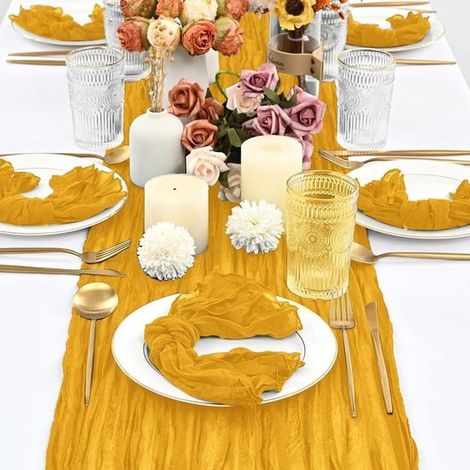 Mesa de cocina de 1 pieza de 300 x 90 cm, estilo bohemio, de malla, cumpleaños, despedidas de soltera y banquetes, Color azul empolvado (1/5)