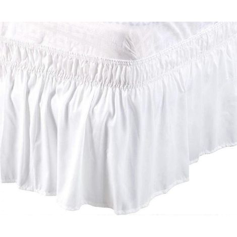 Jupe de lit élastiquée, drap-housse à volants, cadre de drap-housse en microfibre brossée avec volant de 38 cm (largeur 180 cm, longueur 220 cm et plus). (1/5)
