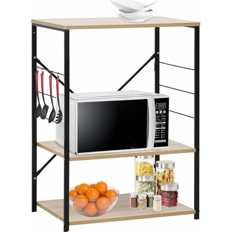 Armoire à micro-ondes noir et chêne 60x39,6x79,5 cm (1/5)
